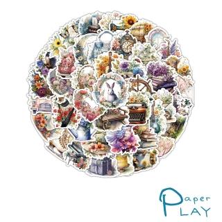 【Paper Play】創意多用途防水貼紙-浪漫花花世界 53枚入(防水貼紙 行李箱貼紙 手機貼紙 水壺貼紙)