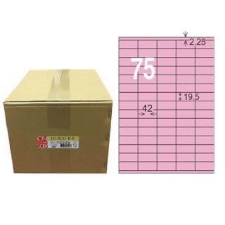 【龍德】LONGDER 三用電腦標籤 A4 75格 19.5*42mm粉紅1000張/箱 LD-8111-R-B(適用雷射、噴墨、影印)