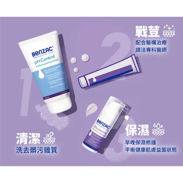 【Benzac 倍克荳】官方直營 抑菌潔面露 150ml(痘痘洗面乳/杏仁酸/油性肌膚/敏弱肌)