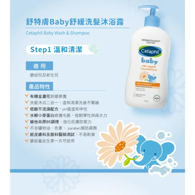 【Cetaphil 舒特膚】官方直營 baby舒緩潤膚乳 400ml(嬰兒乳液/金盞花/乳油木B5)