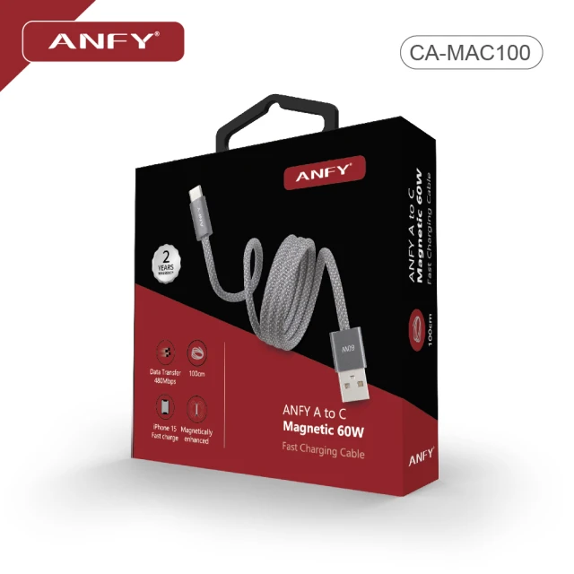 ANFY ANFY CA-MAC100(ANFY A TO C 60W 磁吸快充線 100CM)