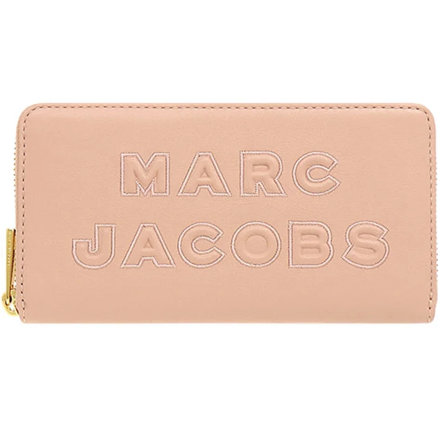 MARC JACOBS 馬克賈伯 芭蕾粉浮雕LOGO皮革拉鍊長夾