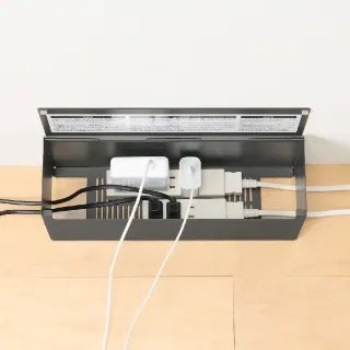 【MUJI 無印良品】鋼製掀蓋式電源插座收納盒/深灰 約寬32×深10×高14cm