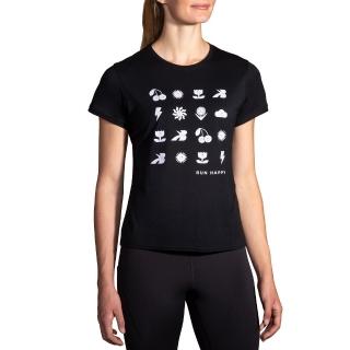 【BROOKS】女 Distance 距離 短袖上衣 3.0 經典黑/RH 圖案(221669052)