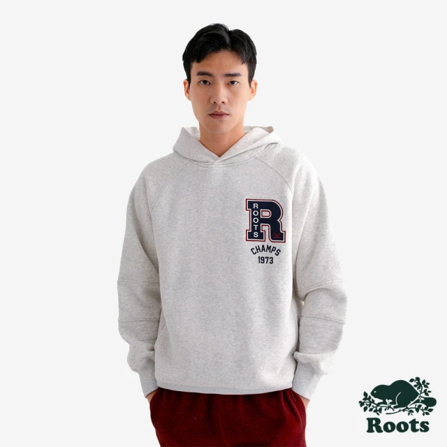 Roots Roots男裝- HOCKEY RELAXED 連帽上衣(白麻灰)