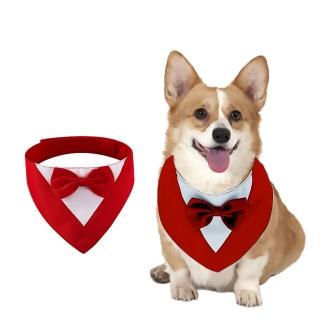 寵物大型犬西裝三角巾(可調節 婚禮服 衣服 口水巾 圍兜兜 項圈 寵物西裝領巾 寵物變裝)