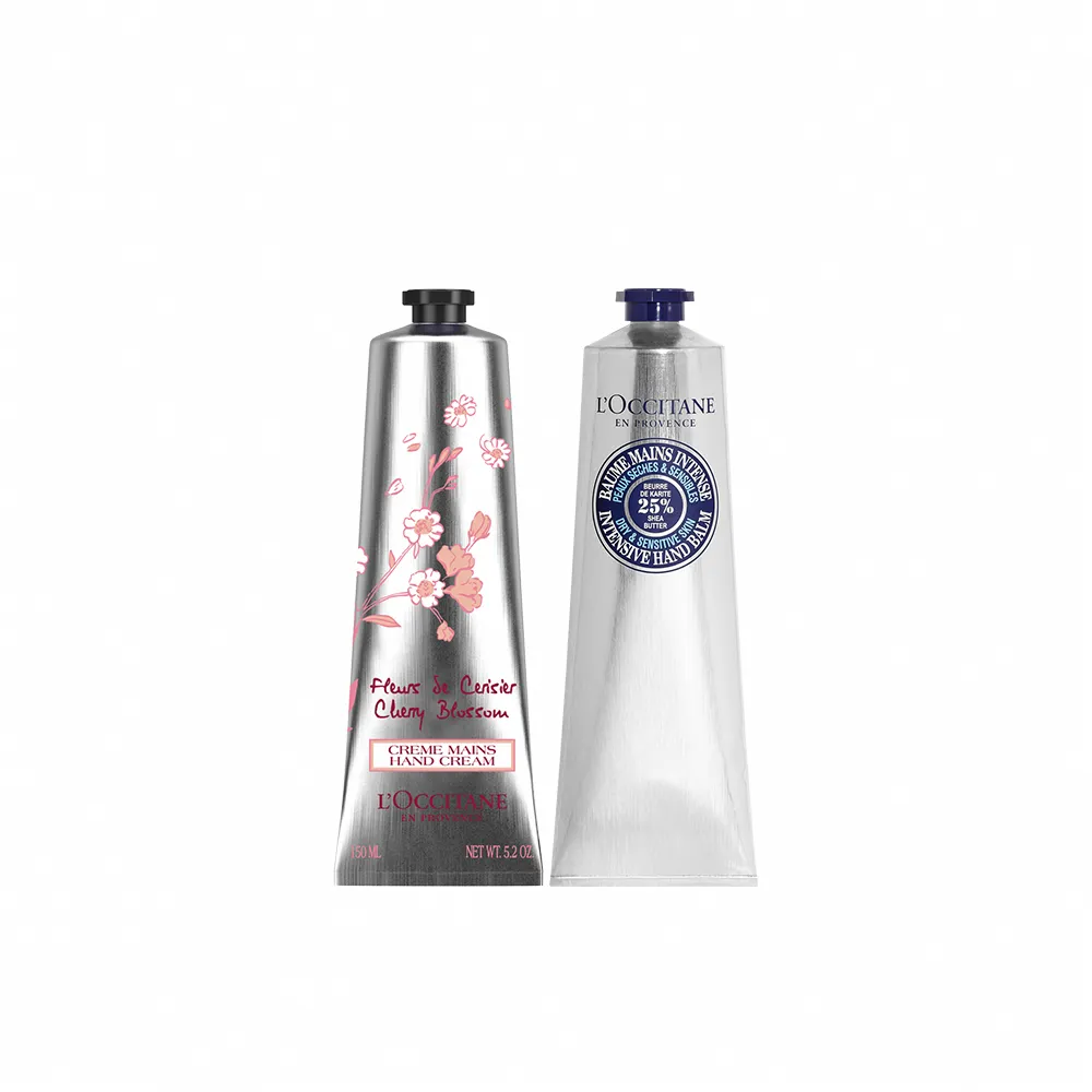 【L’Occitane 歐舒丹】官方直營 櫻花密集修護美手組(護手霜150ml+密集修護手膜霜150ml/保濕)