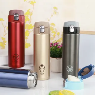 【Disney 迪士尼】漫威時尚彈跳杯蓋便攜316不鏽鋼保溫杯460ml(不鏽鋼保溫杯)