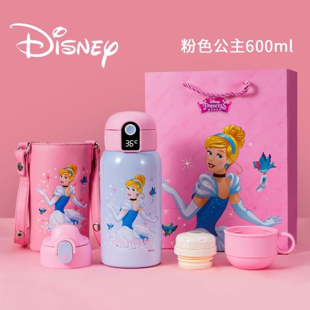 【Disney 迪士尼】智能顯溫一杯三蓋316不鏽鋼保溫杯精裝禮盒600ml(迪士尼顯溫保溫杯保溫瓶)