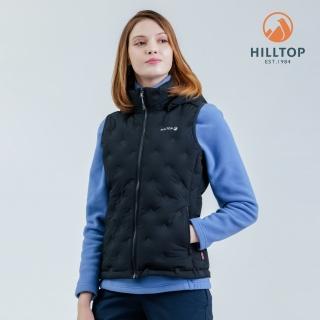 【Hilltop 山頂鳥】無縫超潑水石墨烯保暖蓄熱羽絨外背心 女款 黑｜PF25XFH8ECA0