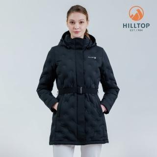 【Hilltop 山頂鳥】超潑水無縫石墨烯保暖蓄熱羽絨長大衣外套 女款 黑｜PF21XF98ECA0