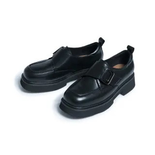 【FAIR LADY】小時光 潮流方釦厚底樂福鞋(黑、5A2989)