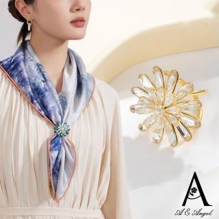 【ANGEL】旋轉太陽花華麗水晶方巾衣角絲巾扣(2色可選)