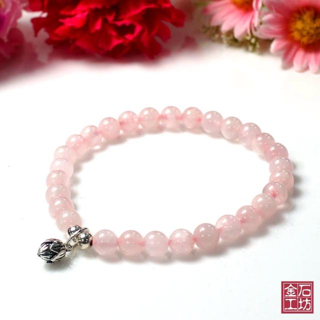 【金石工坊】粉晶花開富貴手鍊(6mm)