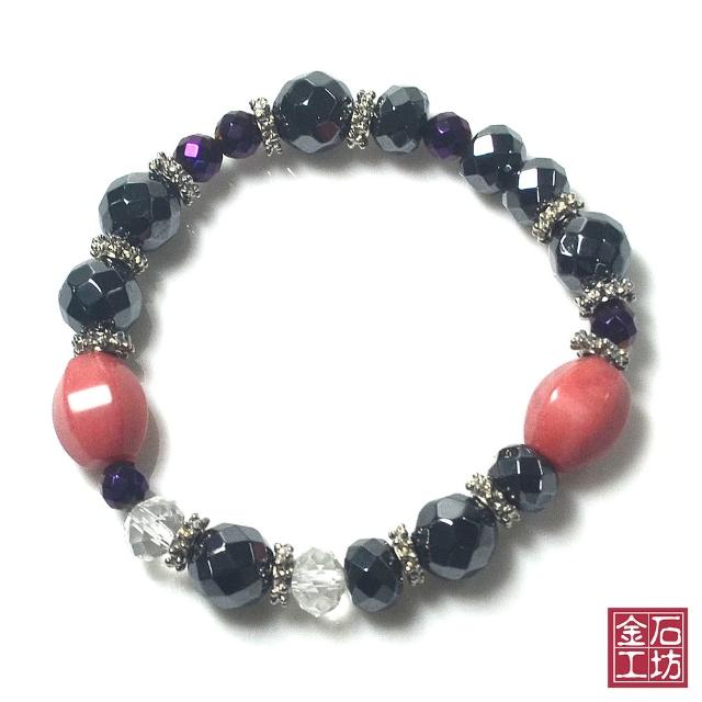 【金石工坊】黑膽石玉石水晶氣質時尚手鍊