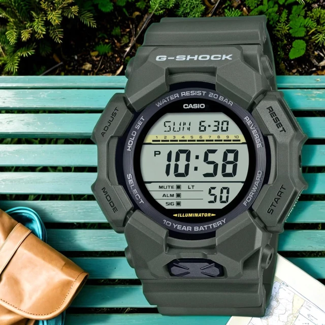 CASIO 卡西歐 G-SHOCK 軍綠色10年電力 大螢幕電子錶 學生錶 聖誕節 禮物(GD-010-3)