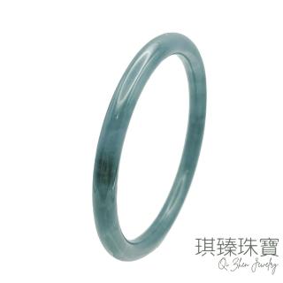 【琪臻珠寶】天然A貨翡翠糯冰種藍水圓骨鐲(18-19.5圍手鐲 老種藍水 叮噹鐲 母親節禮物)