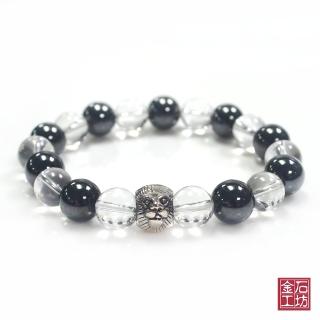 【金石工坊】母親節禮物 白水晶磁性黑膽石健康能量手鍊-王者