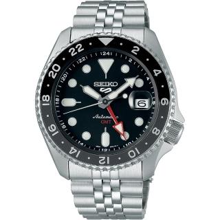 【SEIKO 精工】官方授權 5 Sports 系列 GMT 男黑麵機械錶 錶徑42.5mm SK008(SSK001K1)