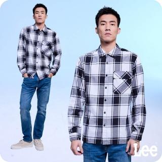 【Lee 官方旗艦】男裝 長袖襯衫 / 經典格紋 舒適版型 黑白格(LB407003K11)