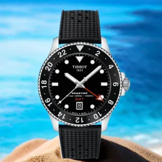 【TISSOT 天梭】Seastar 1000 GMT 海星300米潛水手錶 40mm 母親節 禮物 送禮(T1208521705100)