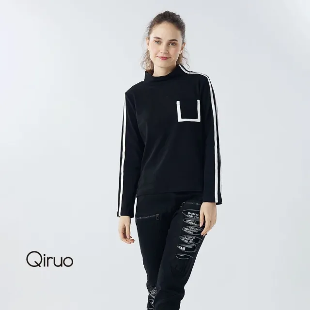 【Qiruo 奇若名品】彈性牛仔布料 鬆緊腰 黑色緊身九分褲2111C 