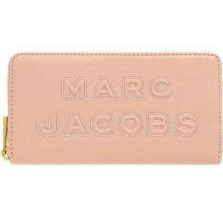 【MARC JACOBS 馬克賈伯】芭蕾粉浮雕LOGO皮革拉鍊長夾