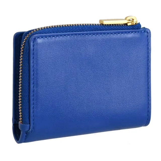 【TOD’S】TODS T Timeless 金屬T LOGO小牛皮扣式零錢短夾(寶藍)
