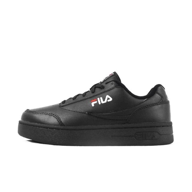 【FILA】Court Lux 男女 休閒鞋 基本款 皮革 百搭 厚底 增高 黑(4-C903W-001)