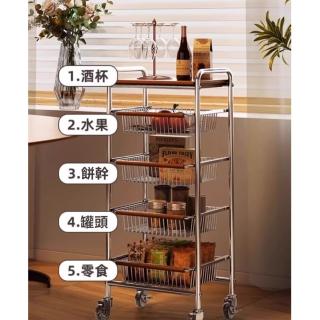 【YouPin】中古風小推車客廳移動零食收納架復古廚房蔬菜墻架子置物(置物架)
