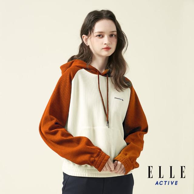 【ELLE ACTIVE】女款 撞色連帽上衣-橘色(EA24A2W1406#64)