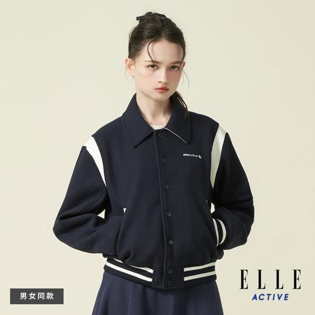 【ELLE ACTIVE】女款 經典配色翻領夾克外套-深藍色(EA24A2F6102#39)