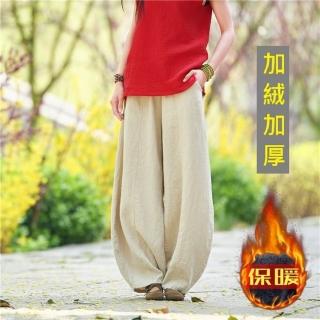 【米蘭精品】現貨+預購 休閒褲棉麻長褲(薴麻加絨加厚保暖顯瘦女褲子3色74in13)