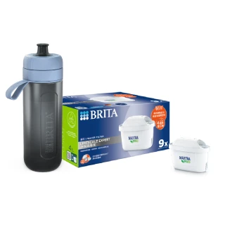 【BRITA】官方直營 MAXTRA PRO濾芯-去水垢專家+運動隨行濾水瓶 冰川藍(PRO去水垢9入濾芯+濾水瓶1瓶2芯)