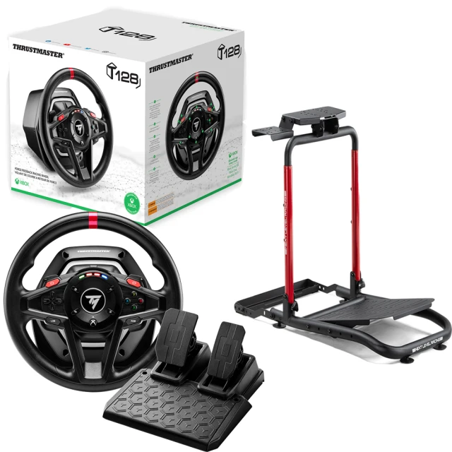 THRUSTMASTER 圖馬斯特 圖馬斯特T128X 力回饋方向盤+NLR WHEEL STAND LITE 2.0賽車架(Xbox、PC)