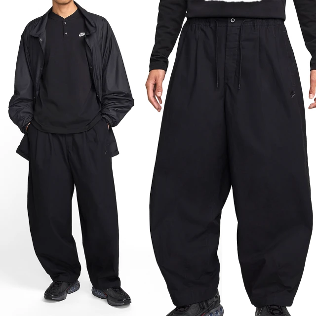 NIKE 耐吉 NK Club Balloon Pant 男款 黑色 運動 寬鬆 抽繩 氣球褲 長褲 HJ1974-010