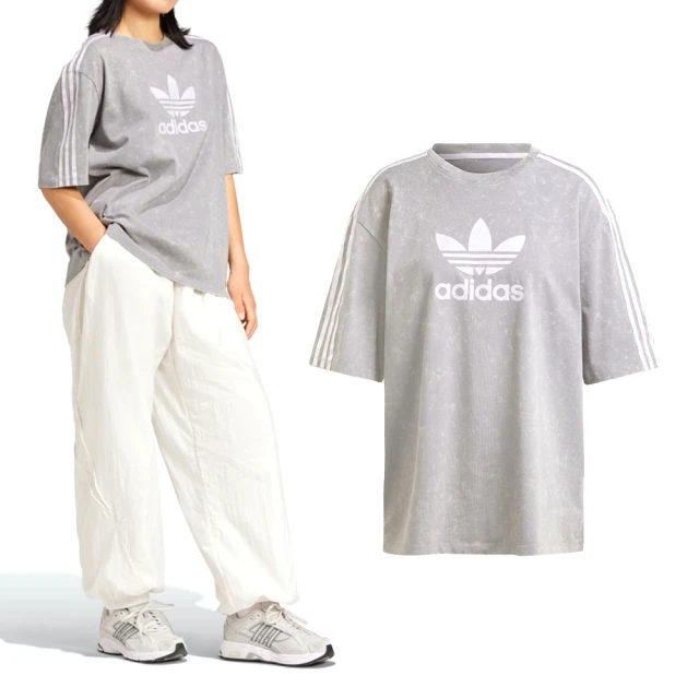 adidas 愛迪達 WASH TEE 女款 灰色 三葉草 運動 休閒 短袖 IW3412