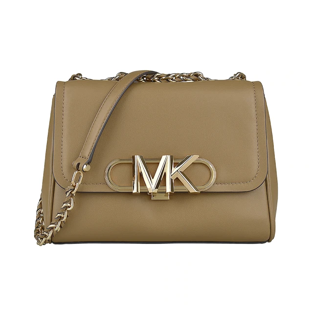 Michael Kors MK MICHAEL KORS Parker立體金字LOGO推釦式牛皮鍊帶斜背梯形包