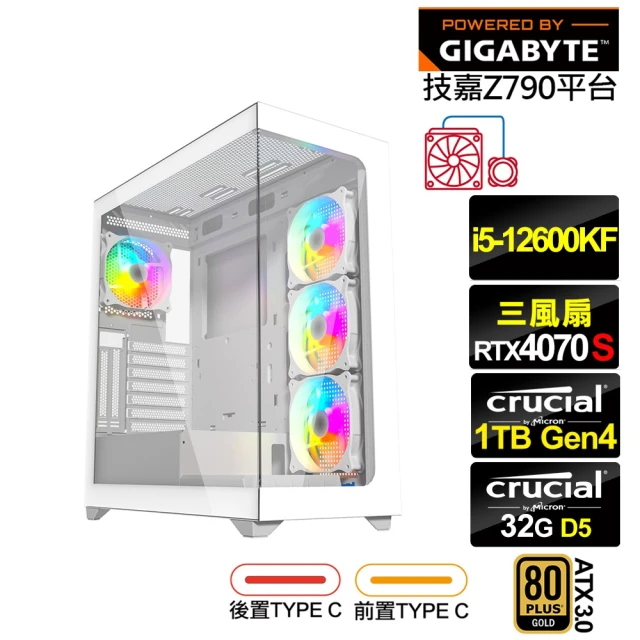 技嘉平台 i5十核RTX 4070 SUPER{埃癸斯L8DC}水冷電競電腦(i5-12600KF/Z790/32G D5/1TB)