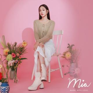 【Ann’S】ANNSTAR 子芯Mia聯名-叛逆嬌娃防水臺壓紋粗跟短靴7cm(杏)