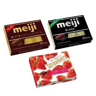 【Meiji 明治】牛奶巧克力/黑可可製品/草莓夾餡可可製品(26枚*6盒/箱)