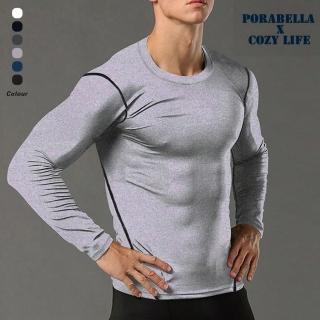 【Porabella】男長袖上衣 男運動上衣 休閒運動上衣 籃球 跑步 透氣速乾 無 舒適透氣吸濕排汗彈力寬鬆上衣