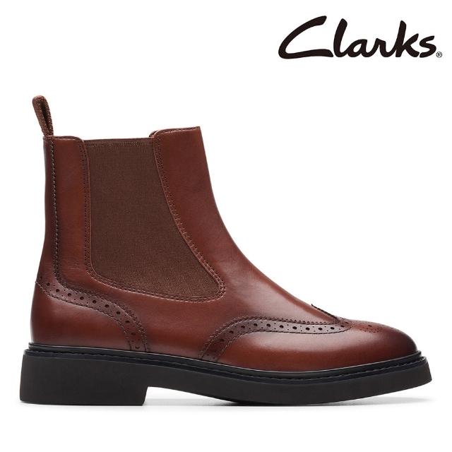 【Clarks】女靴 Splend Top 布洛克拷花切爾西靴 短靴(CLF79544B)