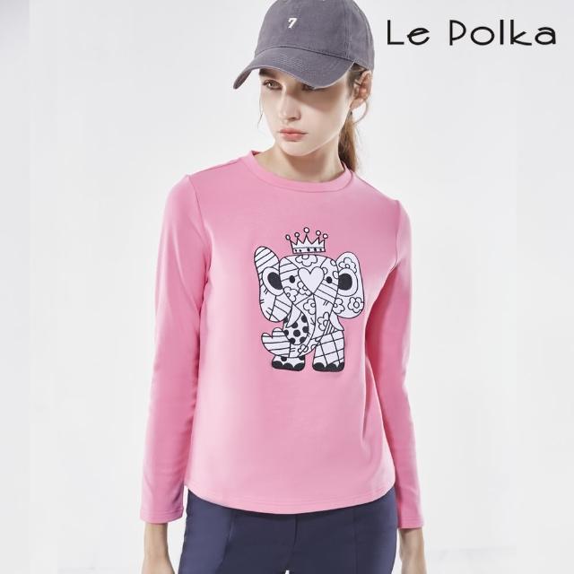 【Le Polka】拼接大象棉質上衣-女