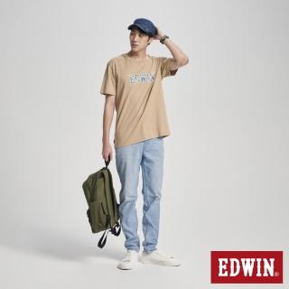 【EDWIN】男裝 牛仔布LOGO短袖T恤(淺卡其)