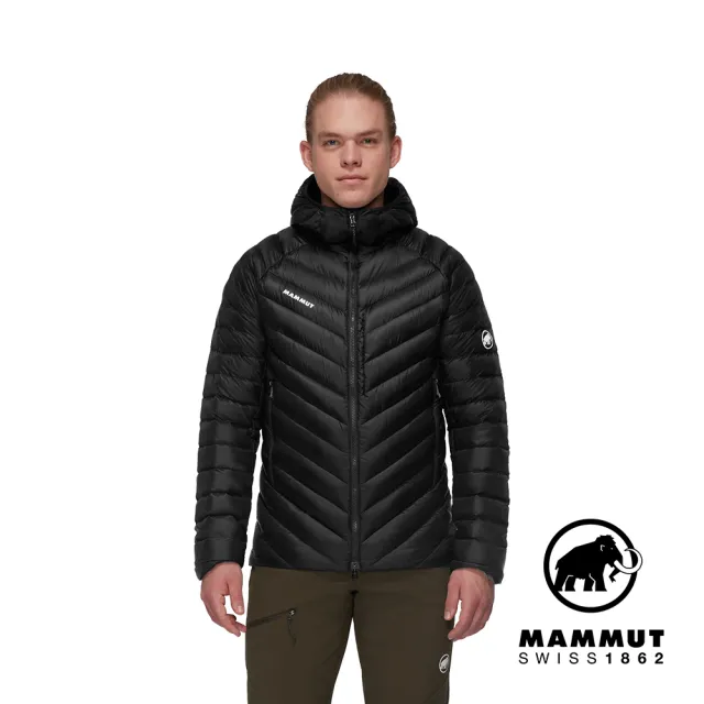【Mammut 長毛象官方直營】Broad Peak IN Hooded Jacket Men 防潑水羽絨連帽外套 男款 黑色 #1013-02961