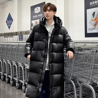 【米蘭精品】現貨+預購 真羽絨90%鵝絨羽絨外套羽絨衣夾克(情侶過膝保暖時尚男女外套2色74ib32)