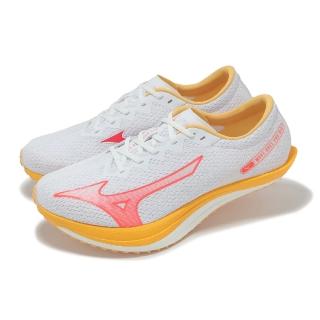 【MIZUNO 美津濃】競速跑鞋 Wave Duel PRO QTR 男鞋 白 橘紅 碳板 緩衝 附跑 運動鞋 美津濃(U1GD2250-02)