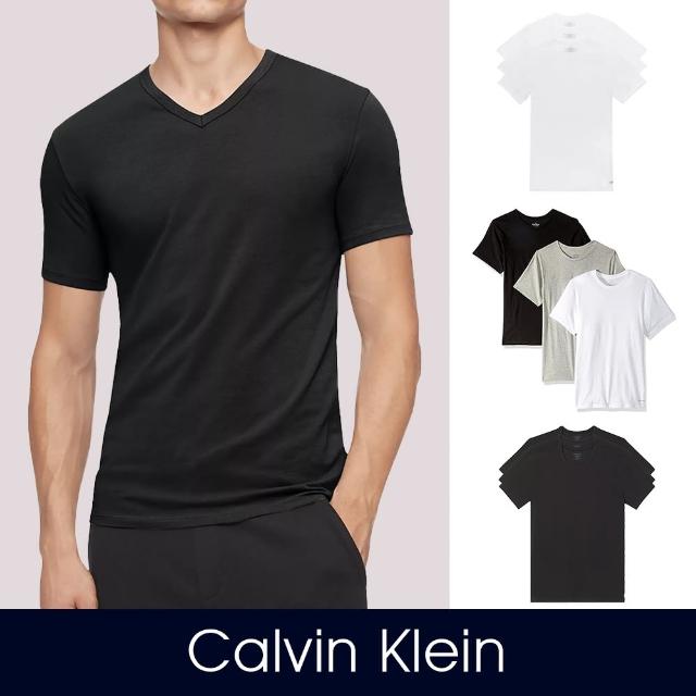 【Calvin Klein】CK 經典圓領衛衣短袖T恤-3入組禮盒-多色組合(平輸品/衛衣短T/禮盒三入組)