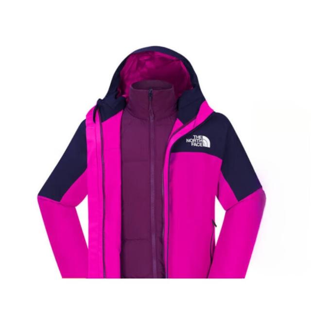 【The North Face】外套 女款 運動連帽外套 三合一 衝鋒衣 羽絨 防潑水 GORE-TEX  粉紫 NF0A83RU4OU